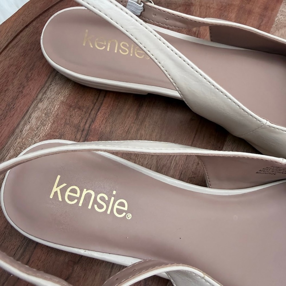 Kensie Paige Cream Floral Slingback Flats Pointed‎ Toe Shoes Mens 10M - Picture 7 of 9